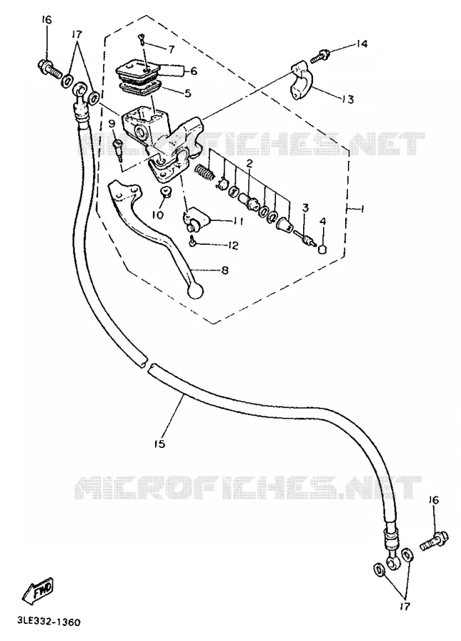 FRONT MASTER CYLINDER 2 Yamaha MOTO 1000 1992 FZR  FZR1000