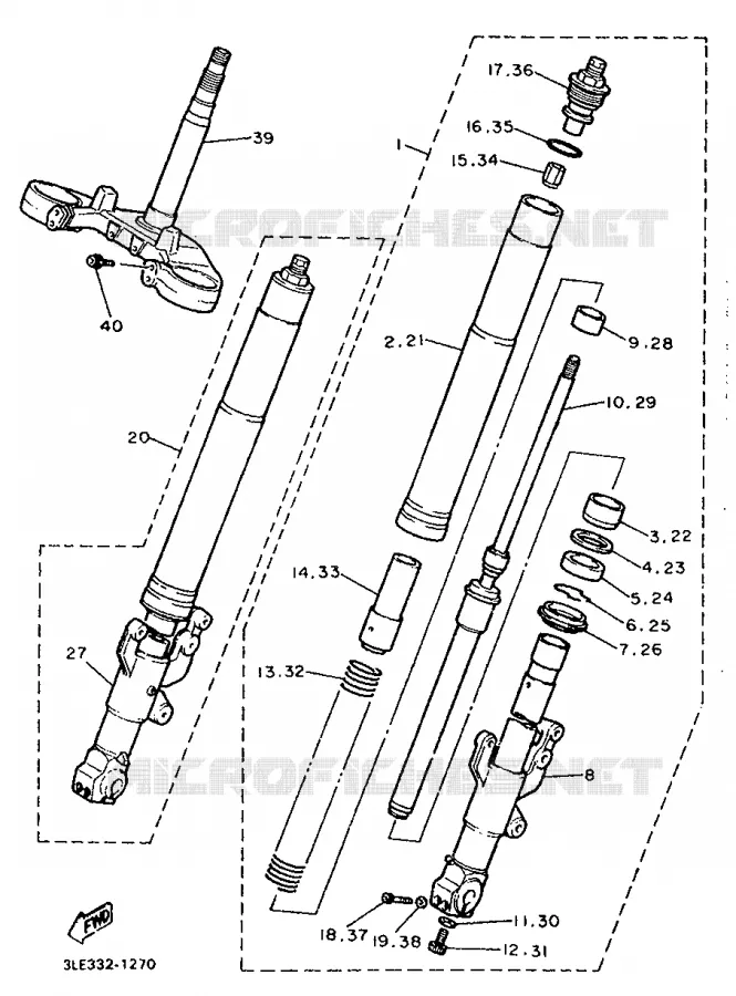FRONT FORK Yamaha MOTO 1000 1992 FZR  FZR1000