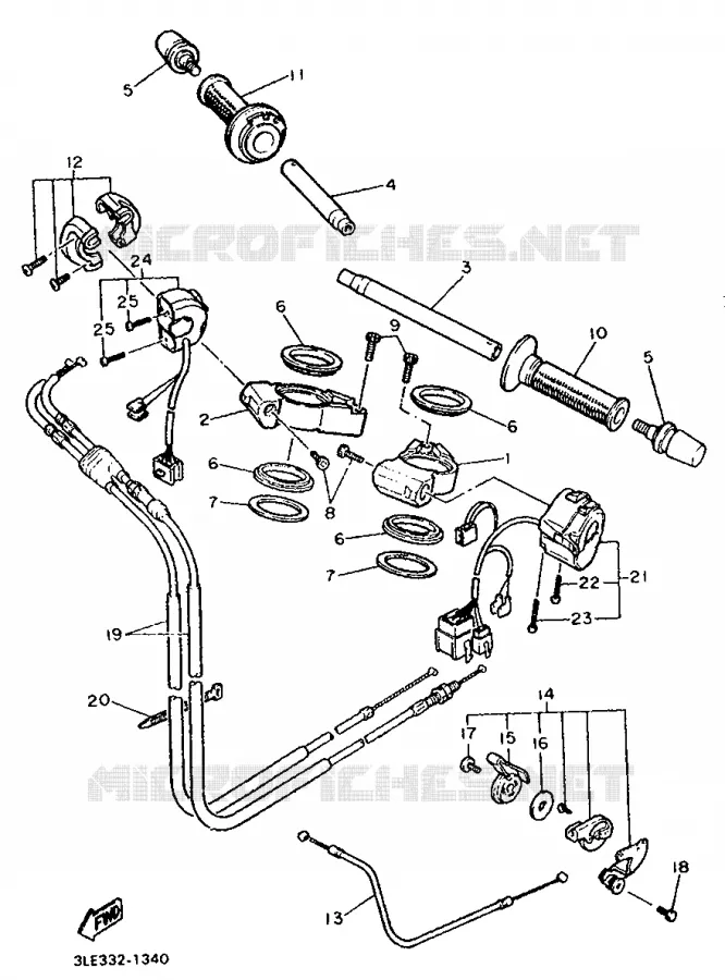 HANDLEBAR & CABLES Yamaha MOTO 1000 1993 FZR  FZR1000