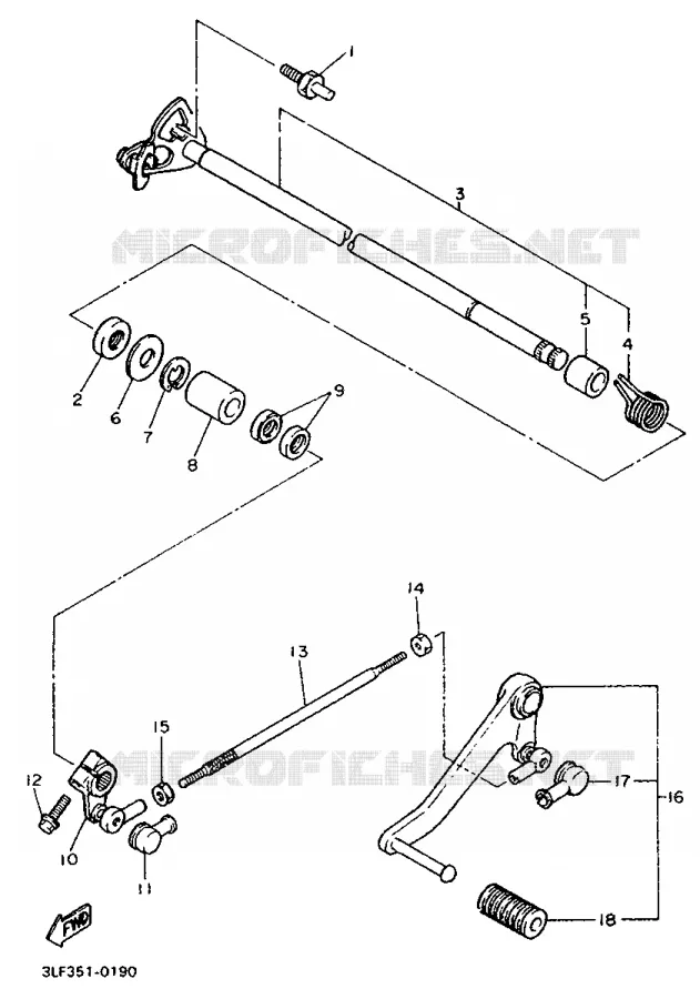 GEAR SHIFT SHAFT / LEVER Yamaha MOTO 1000 1993 FZR  FZR1000