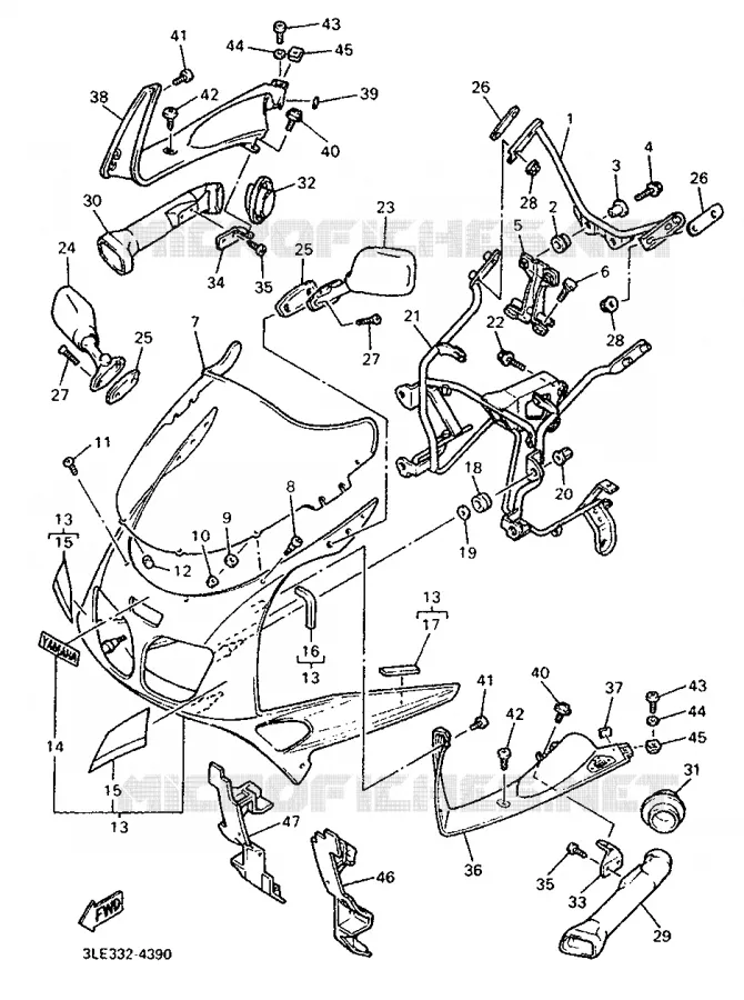 COVER 1 Yamaha MOTO 1000 1994 FZR  FZR1000