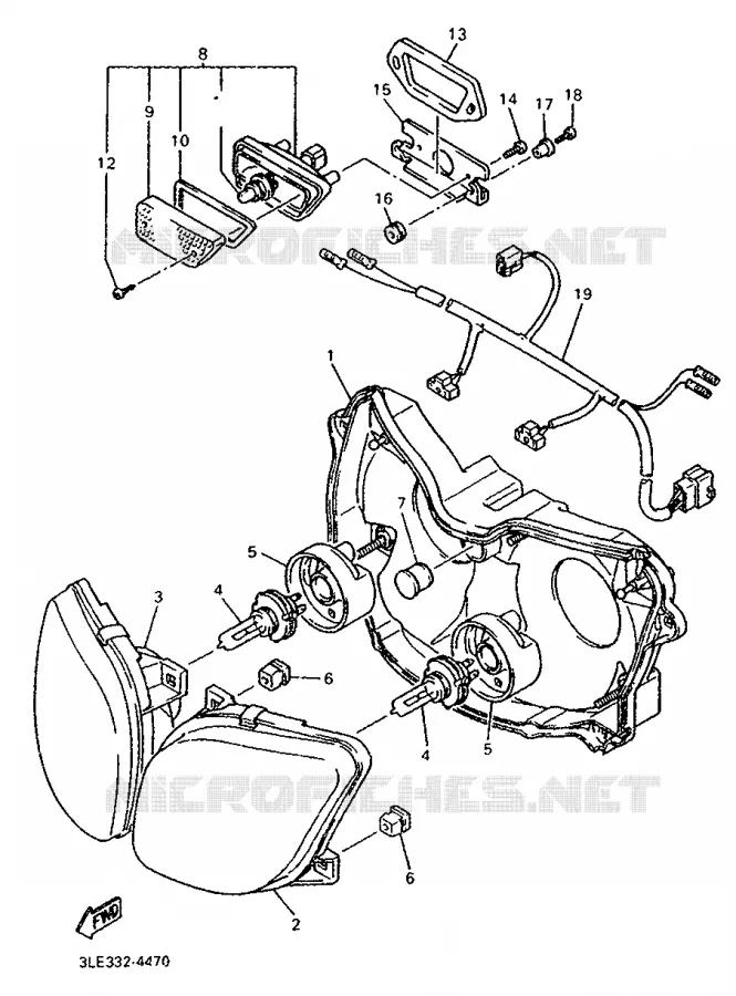 HEADLIGHT Yamaha MOTO 1000 1994 FZR  FZR1000