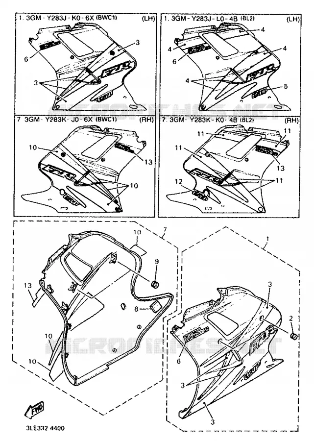 COVER 2 Yamaha MOTO 1000 1994 FZR  FZR1000