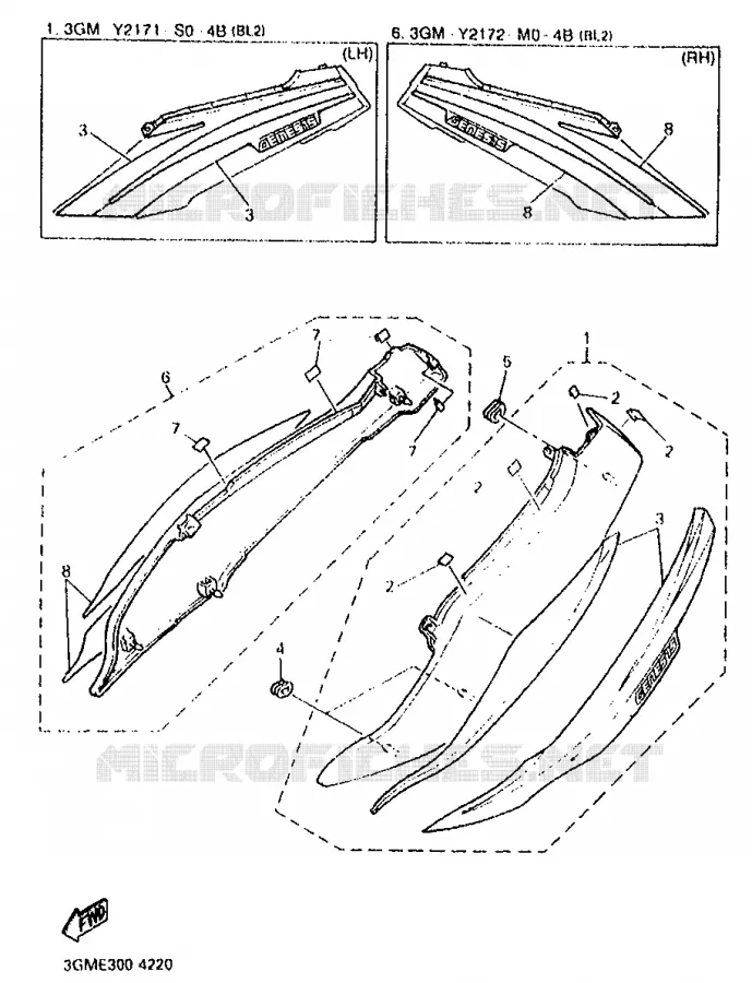SIDE COVER Yamaha MOTO 1000 1994 FZR  FZR1000