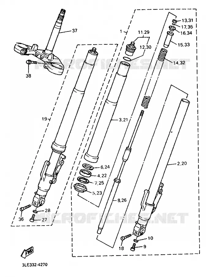 FRONT FORK Yamaha MOTO 1000 1994 FZR  FZR1000