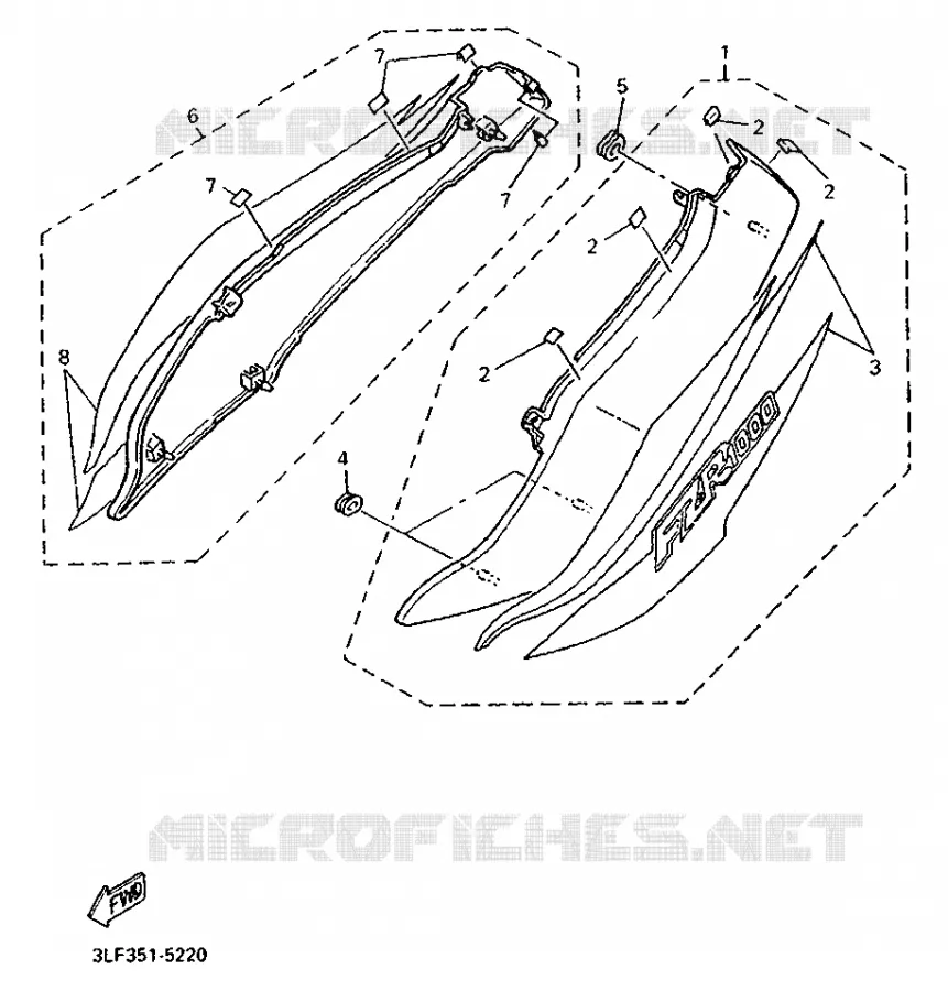 SIDE COVER - OIL TANK Yamaha MOTO 1000 1995 FZR  FZR1000