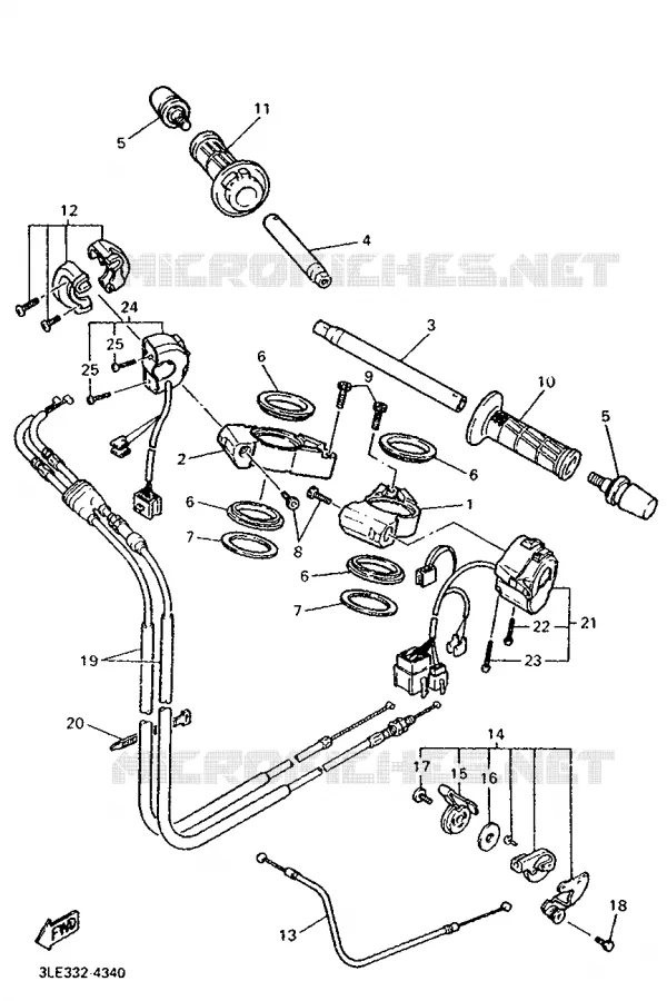 HANDLEBAR & CABLES Yamaha MOTO 1000 1995 FZR  FZR1000