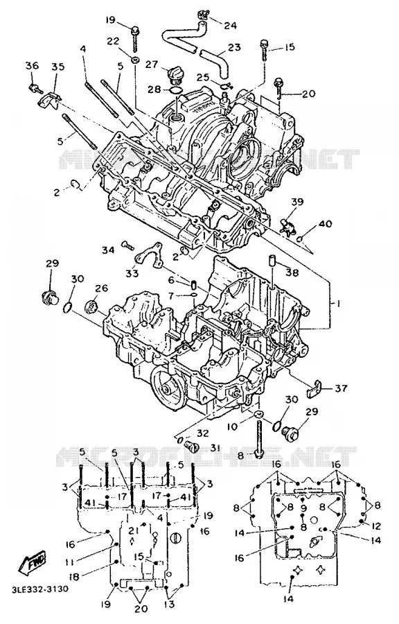 CRANKCASE Yamaha MOTO 1000 1995 FZR  FZR1000