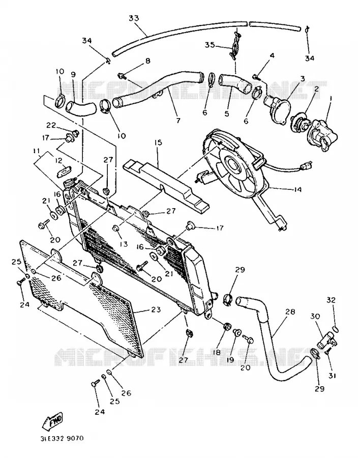 RADIATOR / HOSES Yamaha MOTO 1000 1989 FZR  FZR10000