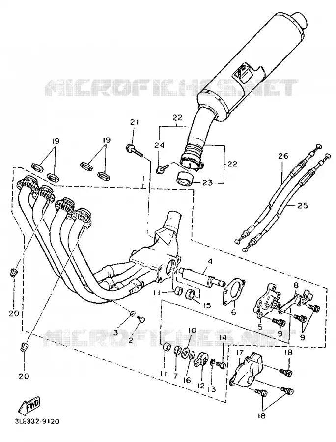 EXHAUST Yamaha MOTO 1000 1989 FZR  FZR10000
