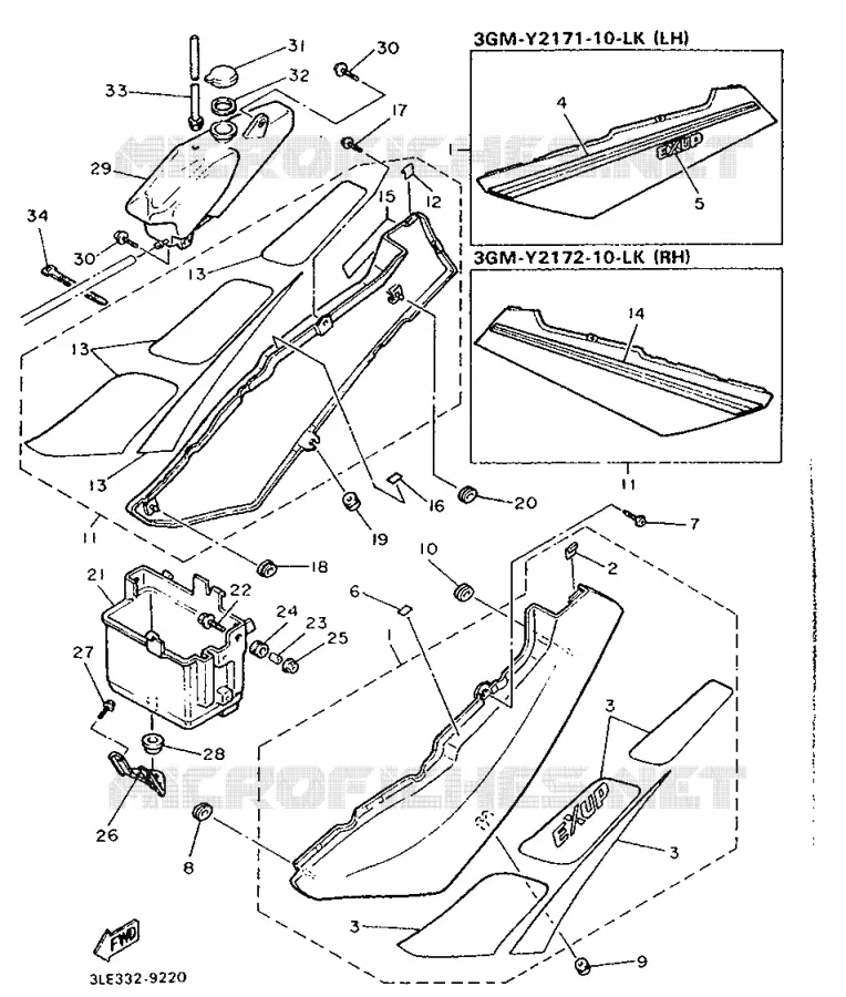 SIDE COVER Yamaha MOTO 1000 1989 FZR  FZR10000