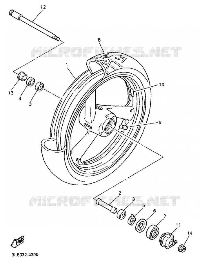 FRONT WHEEL Yamaha MOTO 1000 1994 FZR  FZR1000F