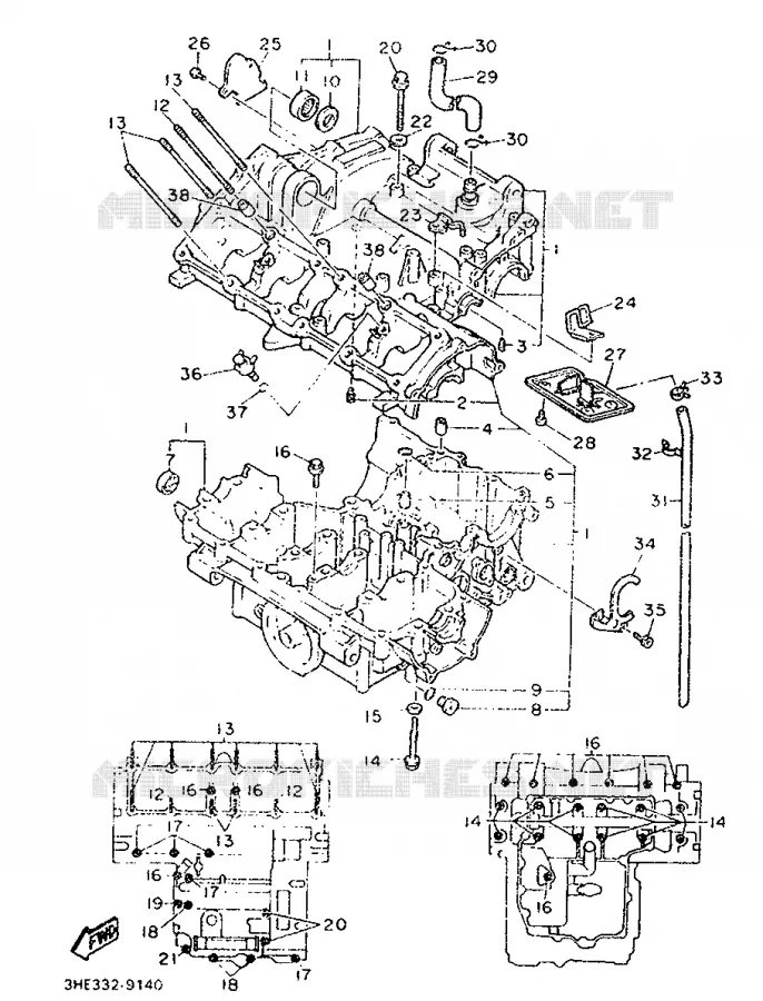 CRANKCASE Yamaha MOTO 500 1989 FZR  FZR500