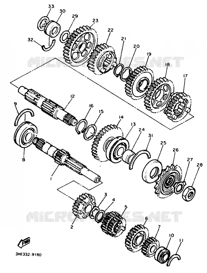 TRANSMISSION Yamaha MOTO 500 1990 FZR  FZR500