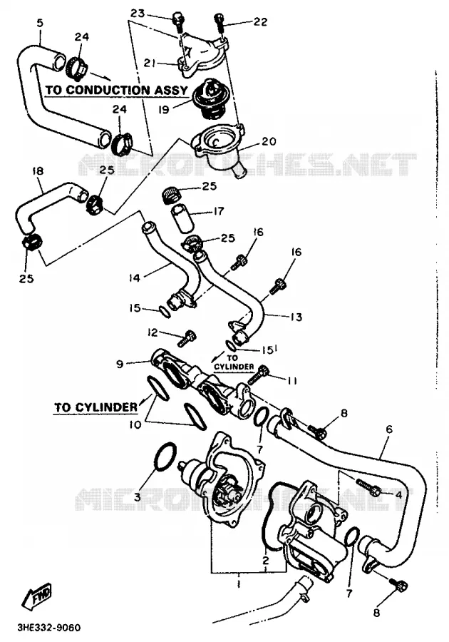 WATERPUMP / HOSES Yamaha MOTO 600 1989 FZR  FZR600