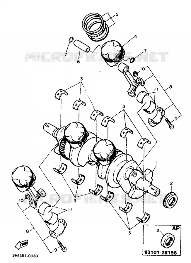 CRANKSHAFT / PISTON Yamaha MOTO 600 1990 FZR  FZR600