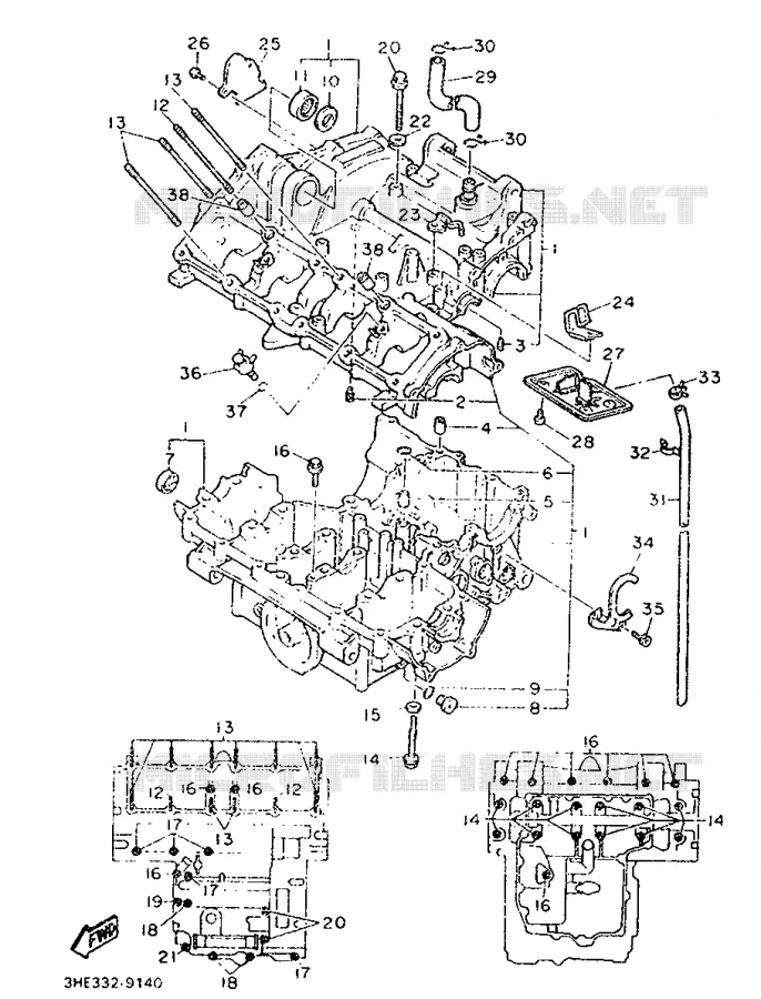 CRANKCASE Yamaha MOTO 600 1990 FZR  FZR600