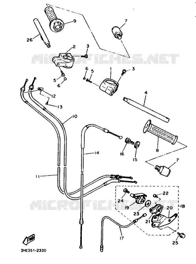 HANDLEBAR & CABLES Yamaha MOTO 600 1992 FZR  FZR600