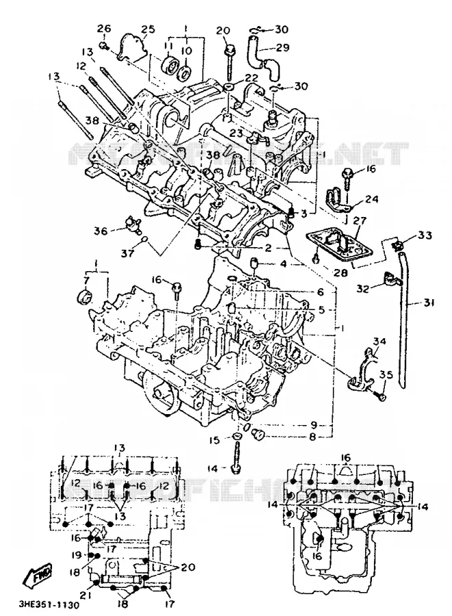 CRANKCASE Yamaha MOTO 600 1992 FZR  FZR600