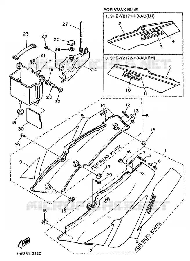 SIDE COVER Yamaha MOTO 600 1992 FZR  FZR600