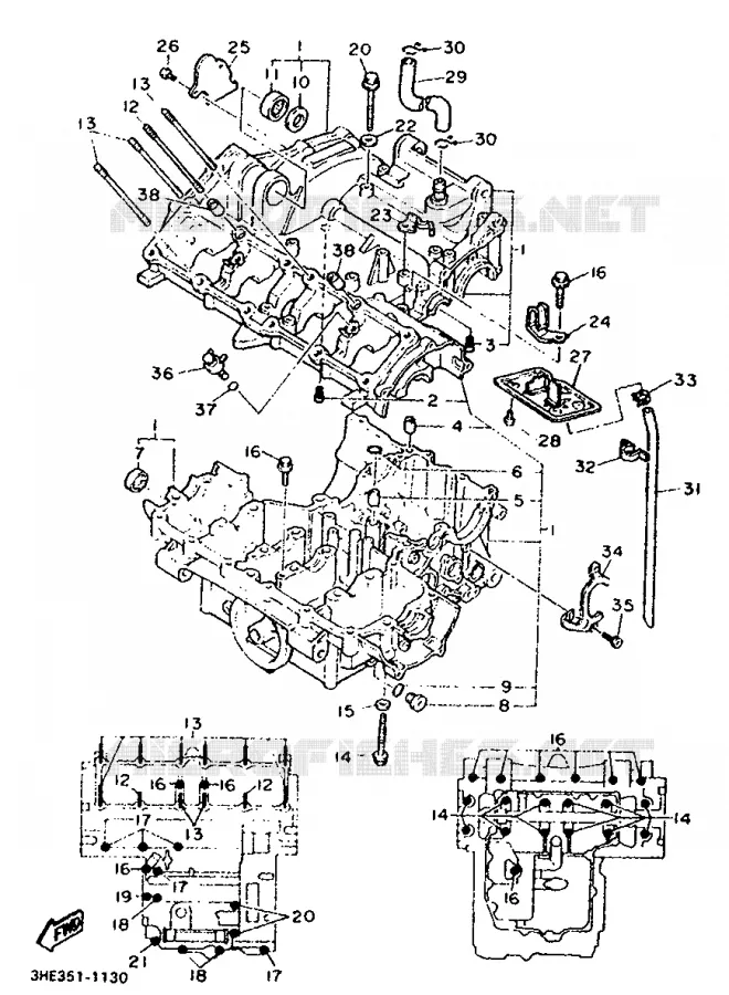 CRANKCASE Yamaha MOTO 600 1993 FZR  FZR600