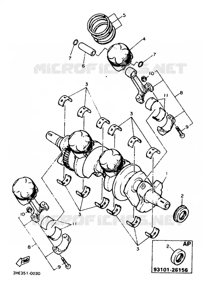 CRANKSHAFT / PISTON Yamaha MOTO 600 1993 FZR  FZR600