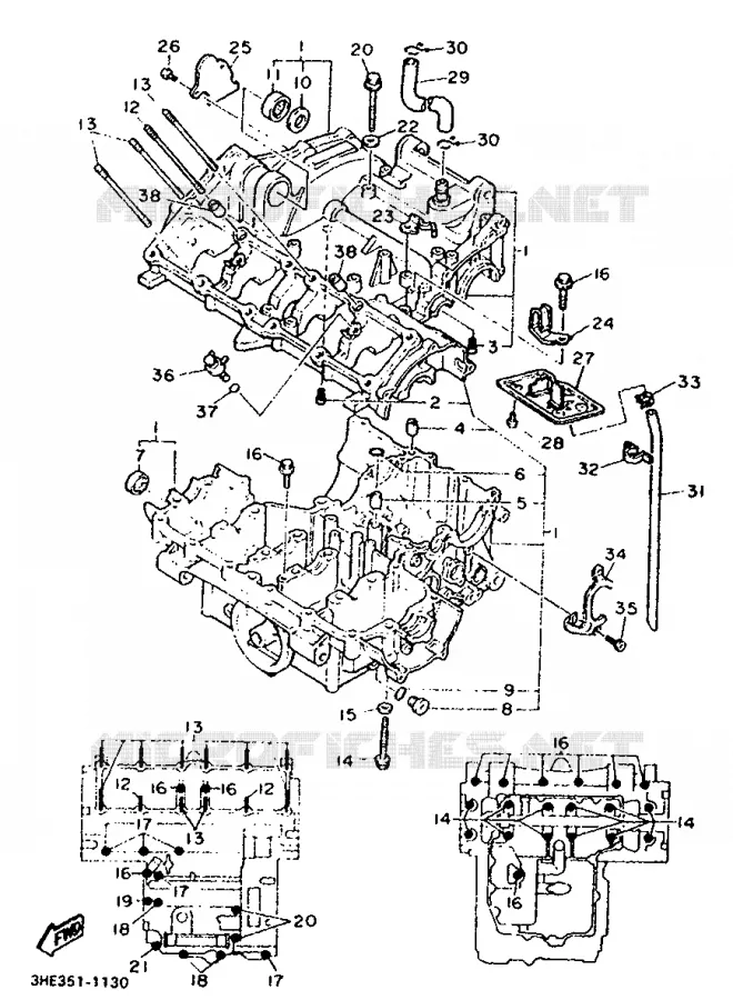 CRANKCASE Yamaha MOTO 600 1993 FZR  FZR600