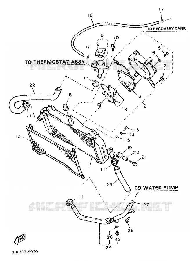 RADIATOR / HOSES Yamaha MOTO 600 1990 FZR  FZR600A
