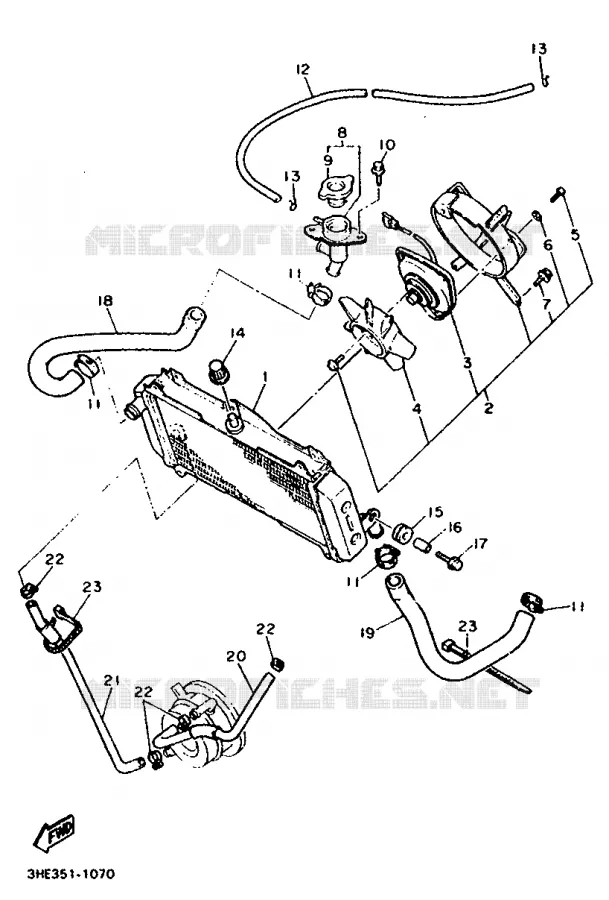 RADIATOR / HOSES Yamaha MOTO 600 1991 FZR  FZR600H (67KW)