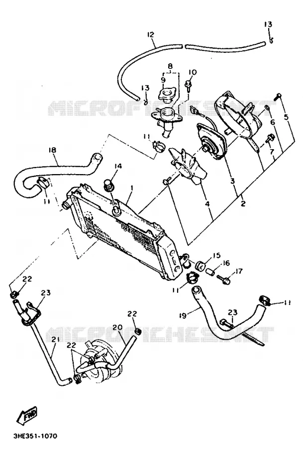 RADIATOR / HOSES Yamaha MOTO 600 1992 FZR  FZR600H (67KW)