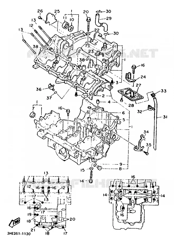 CRANKCASE Yamaha MOTO 600 1992 FZR  FZR600N (20KW)