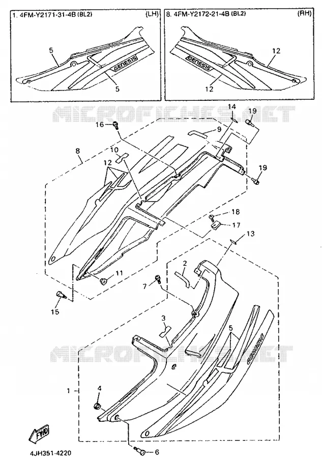 SIDE COVER Yamaha MOTO 600 1994 FZR  FZR600R