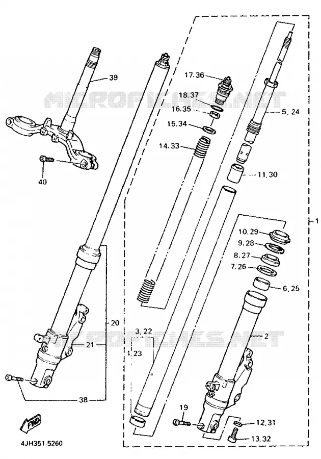 FRONT FORK Yamaha MOTO 600 1995 FZR  FZR600R (72.1KW