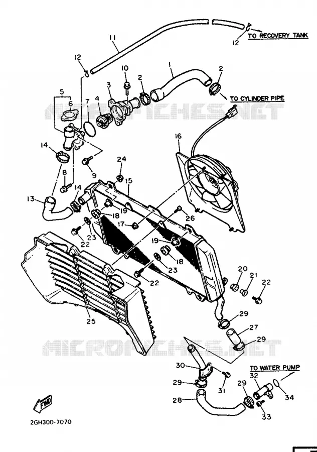 RADIATOR / HOSES Yamaha MOTO 750 1988 FZR  FZR750