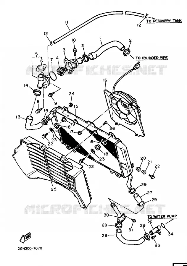RADIATOR / HOSES Yamaha MOTO 750 1988 FZR  FZR750R