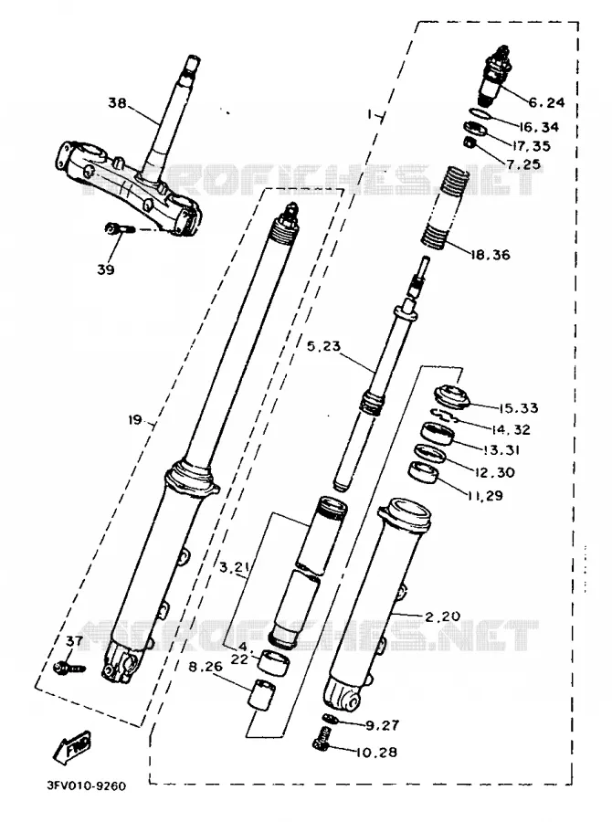 FRONT FORK Yamaha MOTO 750 1990 FZR  FZR750R