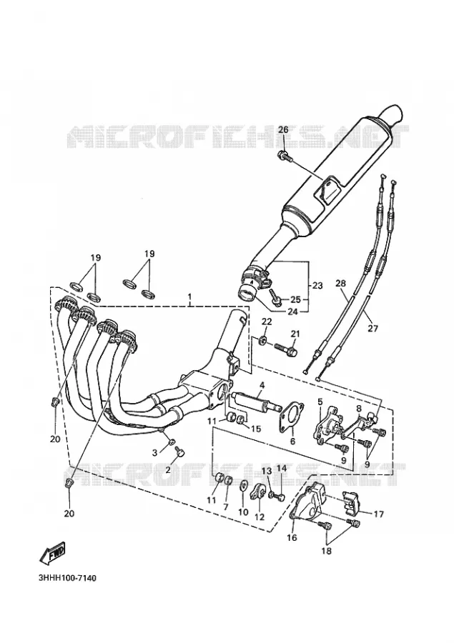 EXHAUST 2 - FOR CALIFORNIA Yamaha MOTO 600 1997 FZR GENESIS  FZR600 FZR600RJ GENESIS
