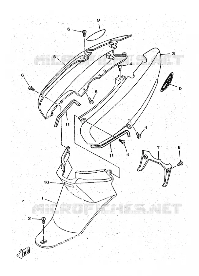 SIDE COVER Yamaha SCOOTER 50 1997 OVETTO  YN50 OVETTO
