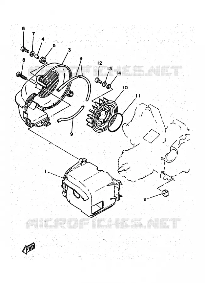 AIR SHROUD & FAN Yamaha SCOOTER 50 1997 OVETTO  YN50 OVETTO