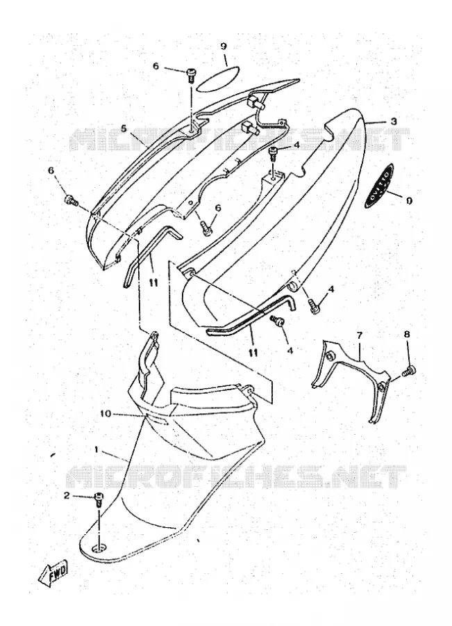 SIDE COVER Yamaha SCOOTER 50 1997 OVETTO  YN50 OVETTO