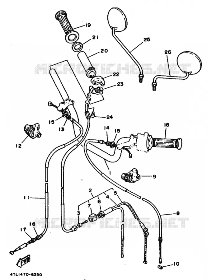HANDLEBAR & CABLES Yamaha MOTO 100 1996 RX  RX100