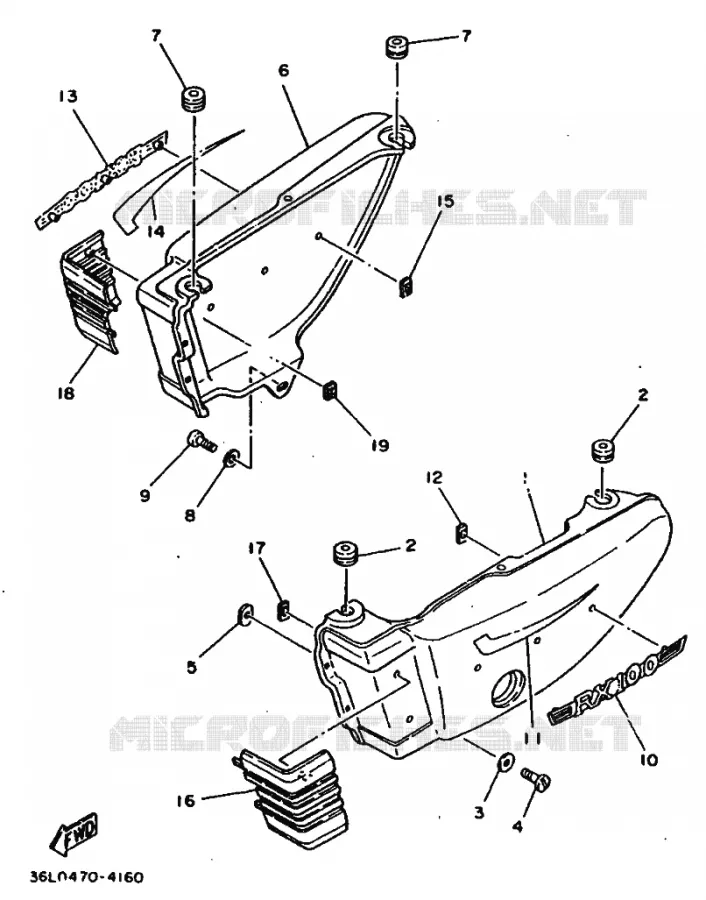 SIDE COVER Yamaha MOTO 100 1996 RX  RX100