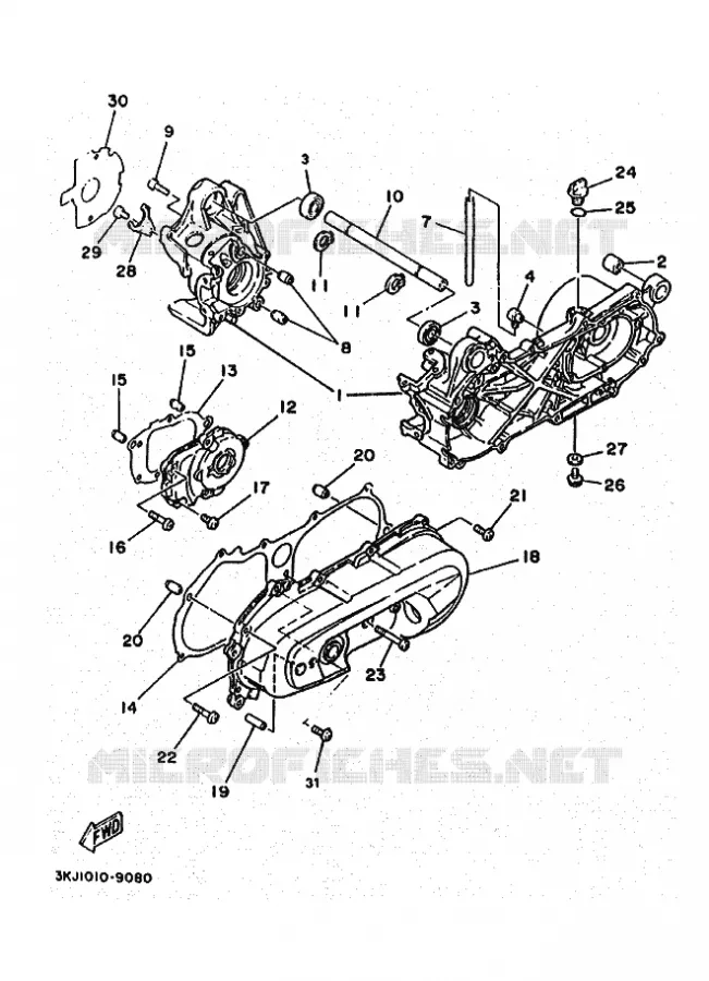 CRANKCASE Yamaha SCOOTER 50 1995 ZEST  YE50