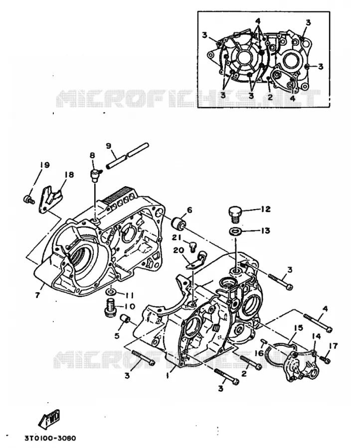 CRANKCASE Yamaha MOTO 100 1994 RT  RT100 RT100F