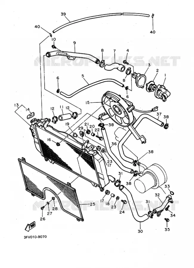 RADIATOR / HOSES Yamaha MOTO 750 1990 FZR  FZR750R