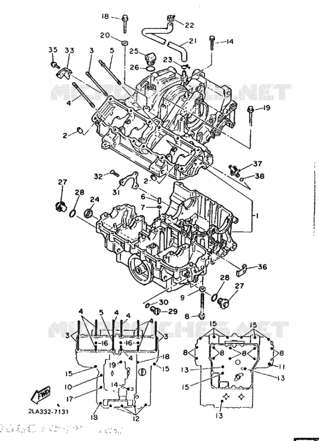 CRANKCASE Yamaha MOTO 1000 1987 FZR  FZR1000