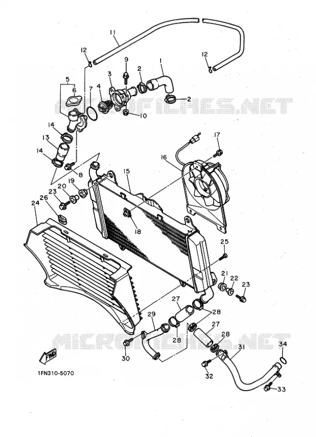 RADIATOR / HOSES Yamaha MOTO 750 1986 FZ  FZ750