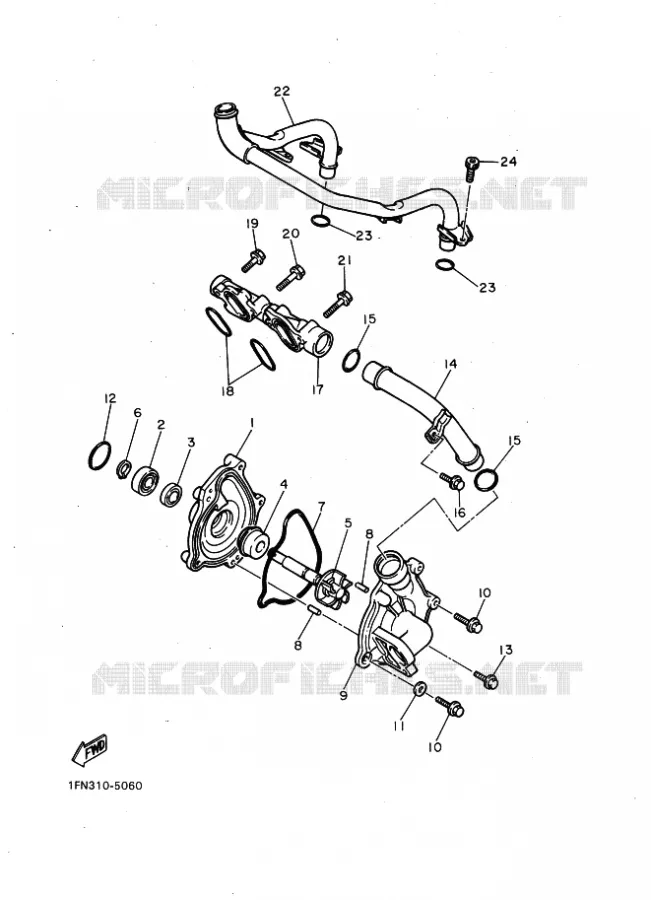 WATERPUMP / HOSES Yamaha MOTO 750 1986 FZ  FZ750