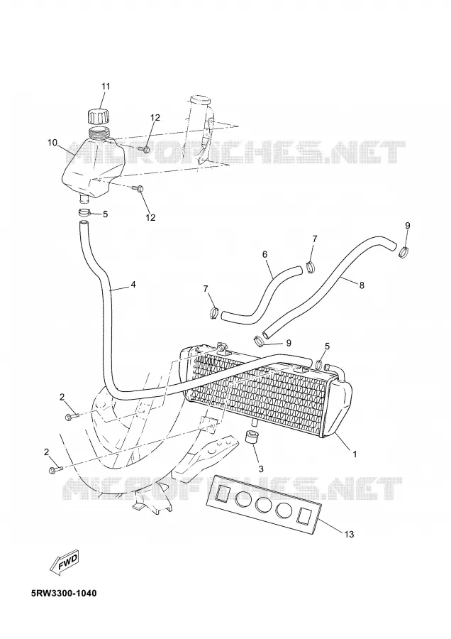 RADIATOR / HOSES Yamaha SCOOTER 50 2007 JOG  CS50Z