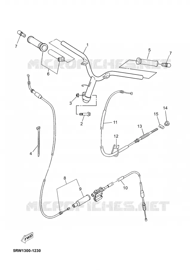 HANDLEBAR & CABLES Yamaha SCOOTER 50 2003 JOG  CS50Z JOG RR